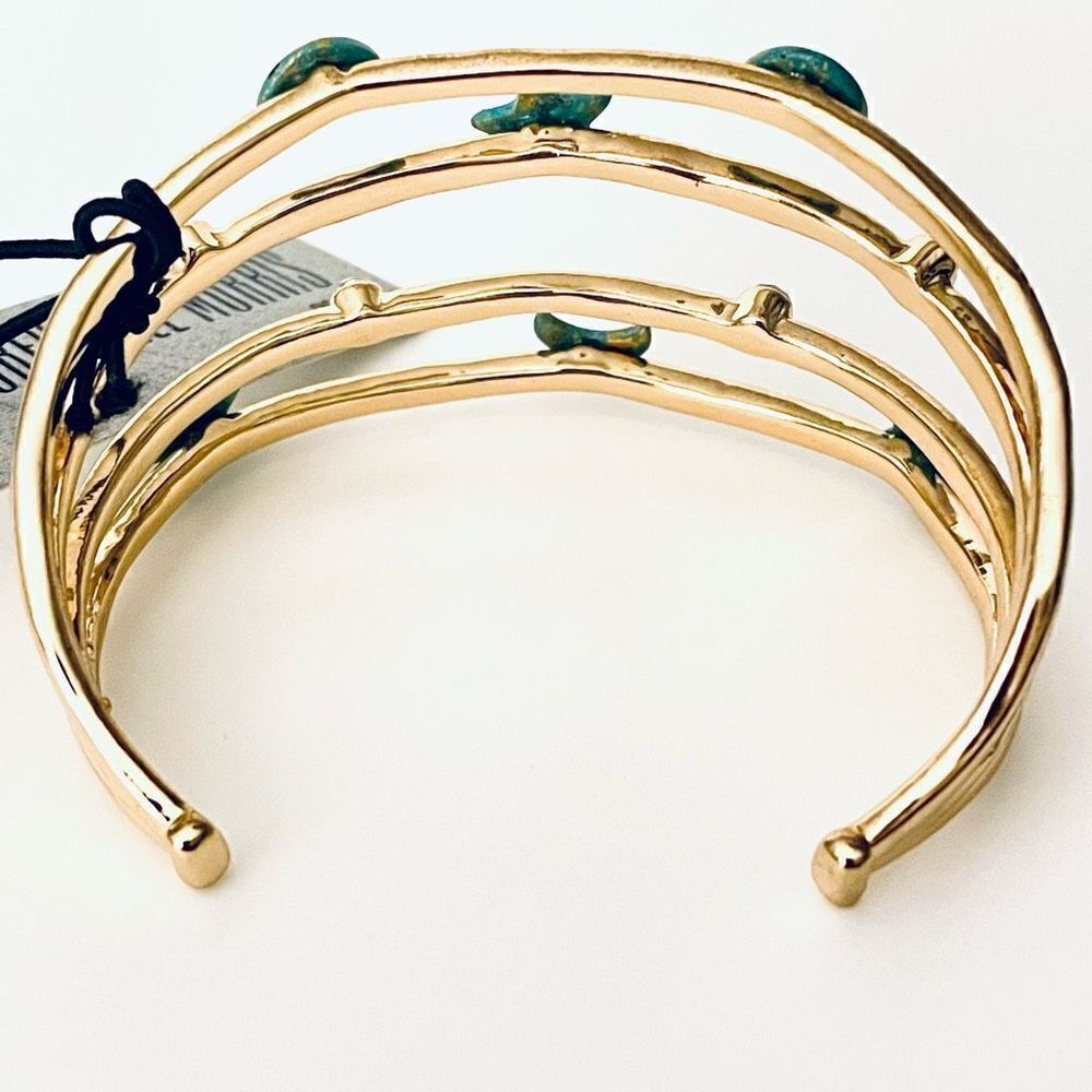 NWT Robert Lee Morris multi-row celestial Gold green patina Cuff Bangle Bracelet - Picture 7 of 12
